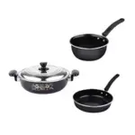 ATEVON Nonstick Cookware Set Kitchen Tool 4 Pieces Black