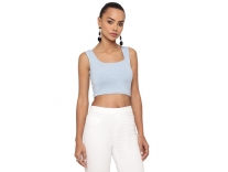 AVANOVA Womens Ribbed Boat Neck Sleeveless Crop Top