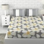Cotton Bedsheet Double Bed 144 TC Queen Size Floral White Grey