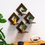 Craft Wall Shelf Wooden 4 Shelves Brown