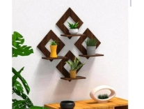 Craft Wall Shelf Wooden 4 Shelves Brown
