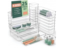 Drawer Organizer Clear Plastic Bins for Home Organization