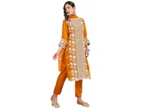EthnicJunction Womens Georgette Chikankari Embroidery Kurta Pant Dupatta Set