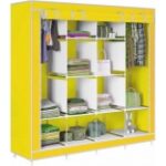 Furnbolo D2 Premium 3 Door 12 Shelf Carbon Steel Collapsible Wardrobe Yellow