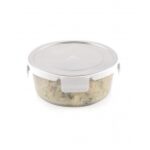 Glassox Borosilicate Round Glass Lunch Box Stainless Steel Lid