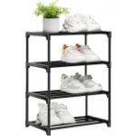 Homdox Shoe Rack 4 Tier Foldable Open Book Shelf