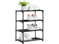 Homdox Shoe Rack 4 Tier Foldable Open Book Shelf