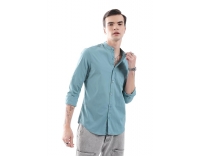 Indian Garage Co Mens Cotton Regular Fit Mandarin Collar Casual Shirt