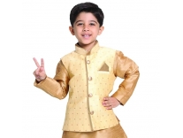 JBN Vastramay Gold Cotton Silk Blend Boys Nehru Modi Jacket