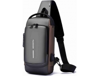 Jigooly Chest Bag Black Rucksack USB Point