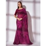 Kalista Purple Sequinned Georgette Saree