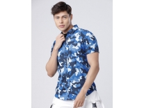 LOCOMOTIVE Men Blue Slim Fit Printed Casual Shirt