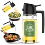 LOTERO Oil Sprayer Bottle Cooking Premium Glass Dual Nozzle