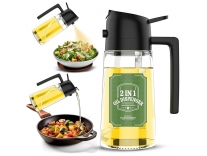 LOTERO Oil Sprayer Bottle Cooking Premium Glass Dual Nozzle