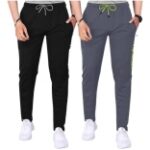 Lycra Track Pant Men Combo Solid Zippered Pockets