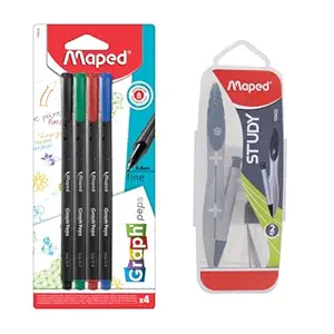 Maped Mandala Art Basic Kit 5pc Set Fine Liners Study Compass