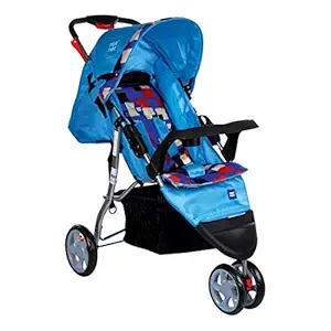 Mee Mee Baby Stroller Blue Spacious Storage Recline Reversible Handlebar