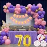 Mystic Toy Store 70th Birthday Decoration Pink Purple Theme Combo