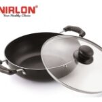 NIRLON Induction Base COOKWARE DEEP KADHAI with Glass LID