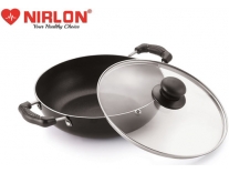 NIRLON Induction Base COOKWARE DEEP KADHAI with Glass LID