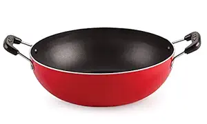 Nirlon Aluminium Non Stick Fry Kadhai 18.5cm Red