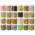 PEARLPET Dibbi Round Jars Plastic Airtight White 24 Pieces