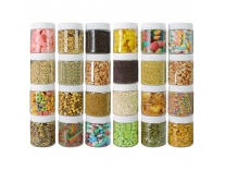 PEARLPET Dibbi Round Jars Plastic Airtight White 24 Pieces