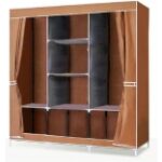 Retail Shopping Stainless Steel Jute Collapsible Wardrobe BROWN