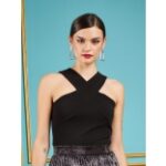 SASSAFRAS Black Halter Neck Sleeveless Top Myntra