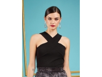 SASSAFRAS Black Halter Neck Sleeveless Top Myntra