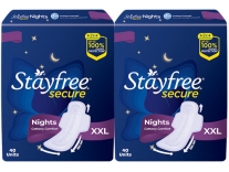 STAYFREE Secure Nights Cottony Comfort XXL Pads 80 Count