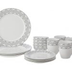 Solimo Ceramic Checkered 16 Piece Dinner Set