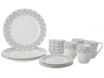 Solimo Ceramic Checkered 16 Piece Dinner Set