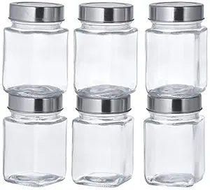 Solimo Square Glass Storage Containers Set of 6