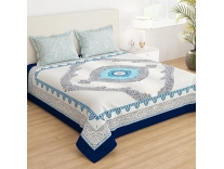 StoryHome Rajasthani Print Cotton Feel BedSheet Double Bed White