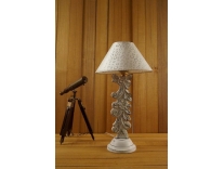 TUCASA White Carving Lamp Antique Finish Silver Circle Pyramid Shade