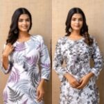 Tibra Attire Women Floral Print Straight Kurta Grey