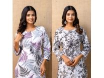 Tibra Attire Women Floral Print Straight Kurta Grey