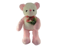 Tickles Pink Teddy Bear with Rose Plush Toy