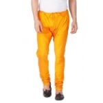 VASTRAMAY Men Cotton Silk Churidar Casual Style Pyjama Saffron Vasmpor