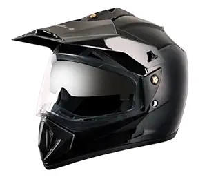 Vega Off Road ISI Certified Gloss Finish Full Face Dual Visor Helmet Black