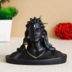 eCraftIndia Black Resin Adiyogi Shiva Statue for Car Dashboard