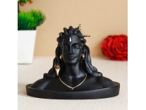 eCraftIndia Black Resin Adiyogi Shiva Statue for Car Dashboard
