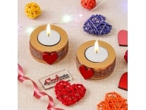 eCraftIndia Heart Wooden Tea Light Candle Holders for Home Decoration