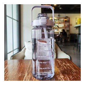 2 L Motivational Straw Water Bottle