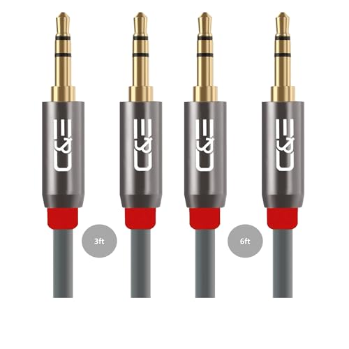 Deal 3.5mm Male to Male Audio Cable Combo Pack 3/6 ft Gray Rs. 177