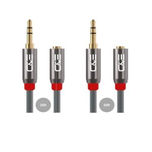 Deal 3.5mm Aux Cable Combo Pack 25Ft & 50Ft Gray Rs.142