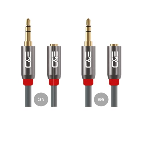 Deal 3.5mm Aux Cable Combo Pack 25Ft & 50Ft Gray Rs.142