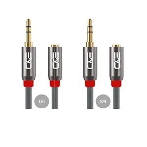 Deal 3.5mm Aux Cable Combo Pack 25Ft & 50Ft Gray Rs.142