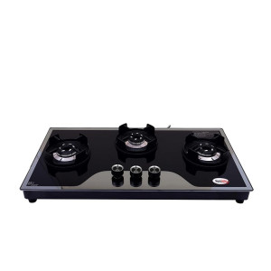 3 Burner HOB Mild Steel Frame Crown Pan Support Mirror Alloy Black Burner